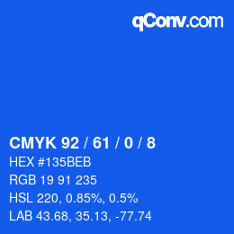 カラーコード: CMYK 92 / 61 / 0 / 8 | qconv.com