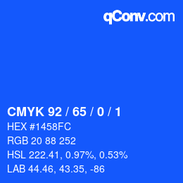カラーコード: CMYK 92 / 65 / 0 / 1 | qconv.com