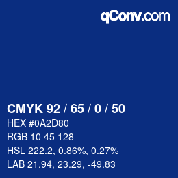 カラーコード: CMYK 92 / 65 / 0 / 50 | qconv.com