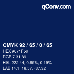 Color code: CMYK 92 / 65 / 0 / 65 | qconv.com