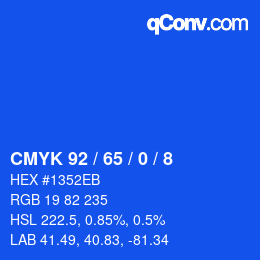 カラーコード: CMYK 92 / 65 / 0 / 8 | qconv.com