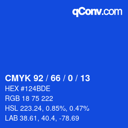 カラーコード: CMYK 92 / 66 / 0 / 13 | qconv.com