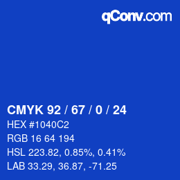 Color code: CMYK 92 / 67 / 0 / 24 | qconv.com