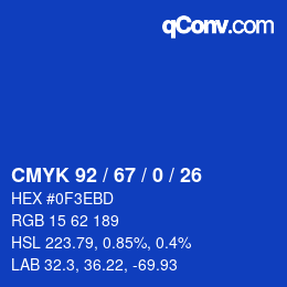 カラーコード: CMYK 92 / 67 / 0 / 26 | qconv.com