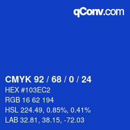 Color code: CMYK 92 / 68 / 0 / 24 | qconv.com
