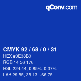 カラーコード: CMYK 92 / 68 / 0 / 31 | qconv.com