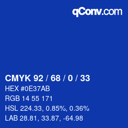 Color code: CMYK 92 / 68 / 0 / 33 | qconv.com