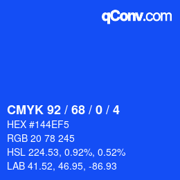 Color code: CMYK 92 / 68 / 0 / 4 | qconv.com