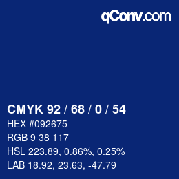 カラーコード: CMYK 92 / 68 / 0 / 54 | qconv.com
