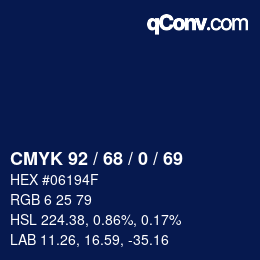 カラーコード: CMYK 92 / 68 / 0 / 69 | qconv.com