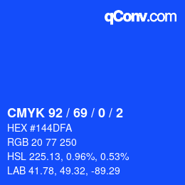 Color code: CMYK 92 / 69 / 0 / 2 | qconv.com