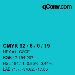 Color code: CMYK 92 / 6 / 0 / 19 | qconv.com