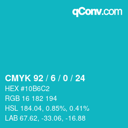 カラーコード: CMYK 92 / 6 / 0 / 24 | qconv.com