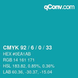 カラーコード: CMYK 92 / 6 / 0 / 33 | qconv.com