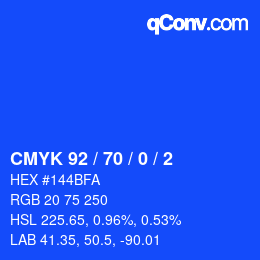 Color code: CMYK 92 / 70 / 0 / 2 | qconv.com