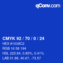 Color code: CMYK 92 / 70 / 0 / 24 | qconv.com