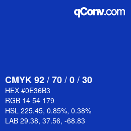 カラーコード: CMYK 92 / 70 / 0 / 30 | qconv.com