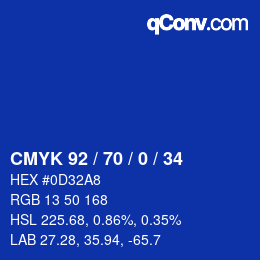 カラーコード: CMYK 92 / 70 / 0 / 34 | qconv.com