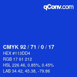 カラーコード: CMYK 92 / 71 / 0 / 17 | qconv.com