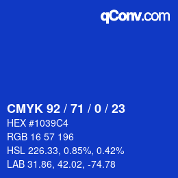 カラーコード: CMYK 92 / 71 / 0 / 23 | qconv.com