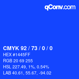 カラーコード: CMYK 92 / 73 / 0 / 0 | qconv.com