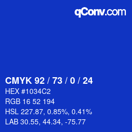 カラーコード: CMYK 92 / 73 / 0 / 24 | qconv.com
