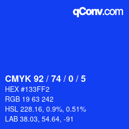 Color code: CMYK 92 / 74 / 0 / 5 | qconv.com