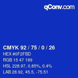 Color code: CMYK 92 / 75 / 0 / 26 | qconv.com