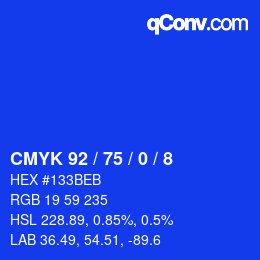 Color code: CMYK 92 / 75 / 0 / 8 | qconv.com
