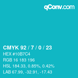 カラーコード: CMYK 92 / 7 / 0 / 23 | qconv.com