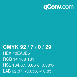 Color code: CMYK 92 / 7 / 0 / 29 | qconv.com