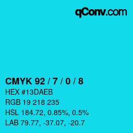 Color code: CMYK 92 / 7 / 0 / 8 | qconv.com