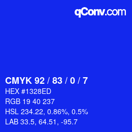 Código de color: CMYK 92 / 83 / 0 / 7 | qconv.com