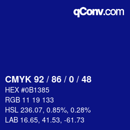 Color code: CMYK 92 / 86 / 0 / 48 | qconv.com