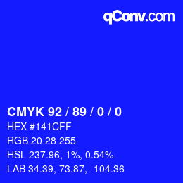 Color code: CMYK 92 / 89 / 0 / 0 | qconv.com