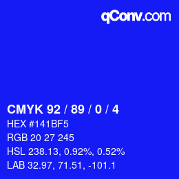 Color code: CMYK 92 / 89 / 0 / 4 | qconv.com