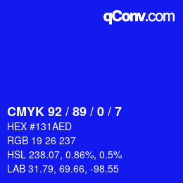 Color code: CMYK 92 / 89 / 0 / 7 | qconv.com