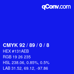 Color code: CMYK 92 / 89 / 0 / 8 | qconv.com