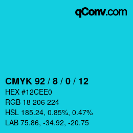 カラーコード: CMYK 92 / 8 / 0 / 12 | qconv.com