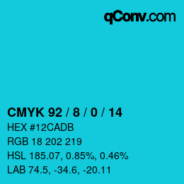 カラーコード: CMYK 92 / 8 / 0 / 14 | qconv.com
