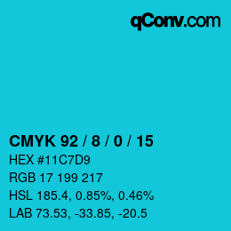 颜色代码: CMYK 92 / 8 / 0 / 15 | qconv.com