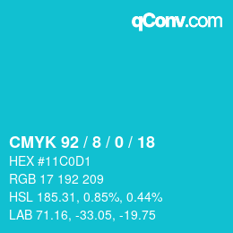 カラーコード: CMYK 92 / 8 / 0 / 18 | qconv.com