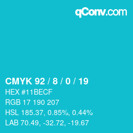 カラーコード: CMYK 92 / 8 / 0 / 19 | qconv.com