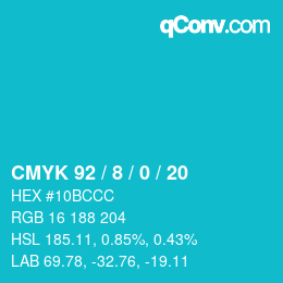カラーコード: CMYK 92 / 8 / 0 / 20 | qconv.com