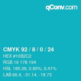 カラーコード: CMYK 92 / 8 / 0 / 24 | qconv.com