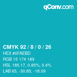 カラーコード: CMYK 92 / 8 / 0 / 26 | qconv.com