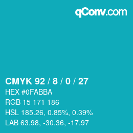 颜色代码: CMYK 92 / 8 / 0 / 27 | qconv.com