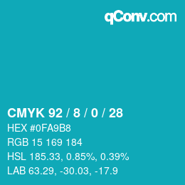 カラーコード: CMYK 92 / 8 / 0 / 28 | qconv.com