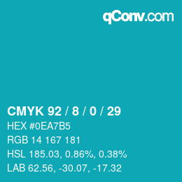 Color code: CMYK 92 / 8 / 0 / 29 | qconv.com