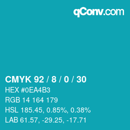 カラーコード: CMYK 92 / 8 / 0 / 30 | qconv.com